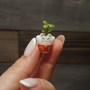 COPY - Miniature Lucky Cat,Fortune Cats,Ceramic Lucky Cat,Maneki Neko For Luck